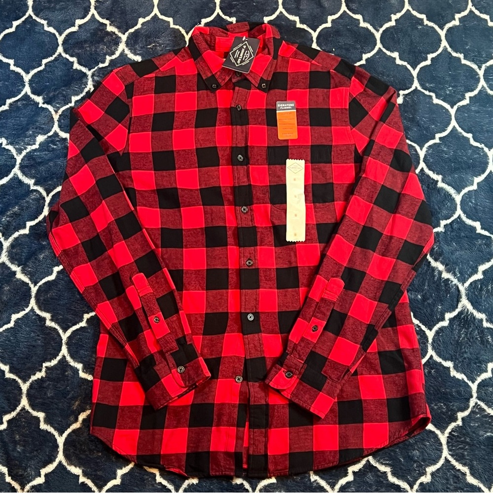 St. John’s Bay Red and Black Checkered Men's Shirt